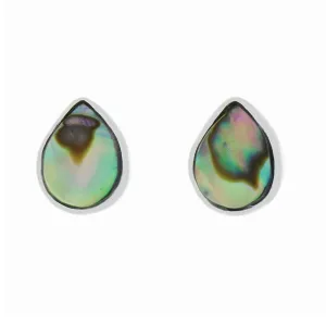 Sterling Silver Paua Shell Pear Shape Stud Ladies Earrings