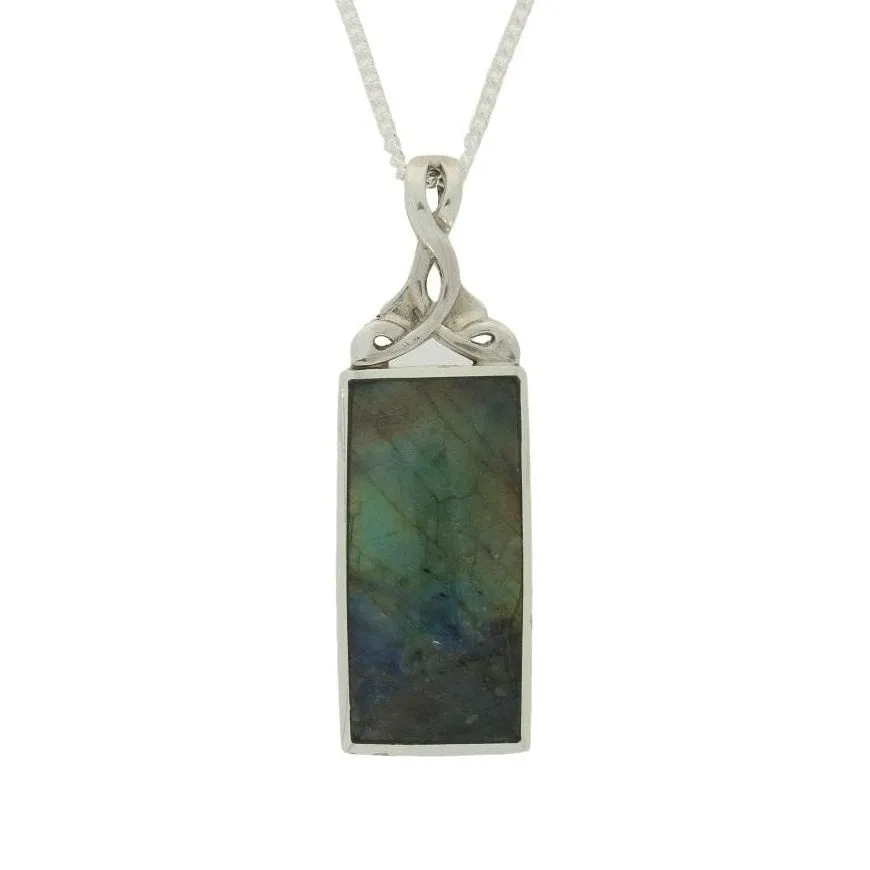 Sterling Silver Turritella And Labradorite Reversible Pendant & Chain