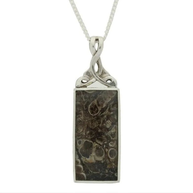 Sterling Silver Turritella And Labradorite Reversible Pendant & Chain