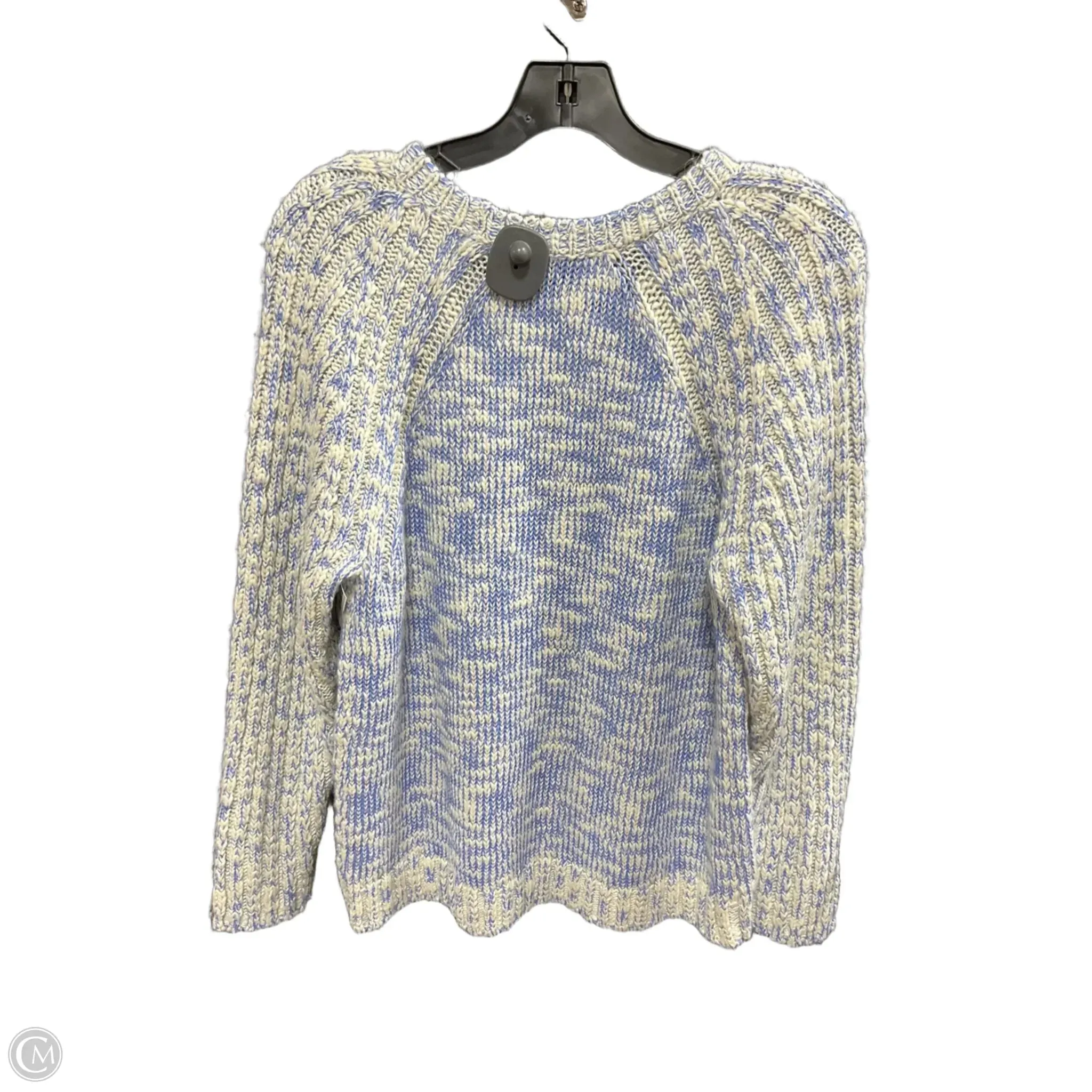 Sweater By Talbots In Blue & Cream, Size: L