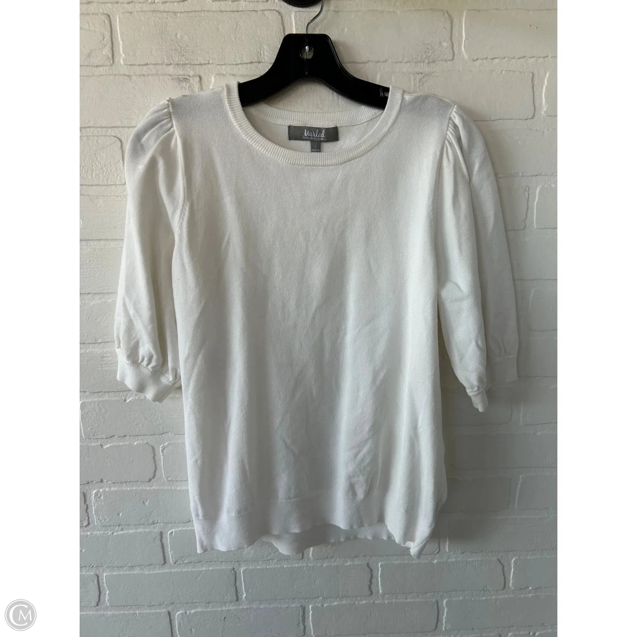 Sweater Short Sleeve By Marled In White, Size: L