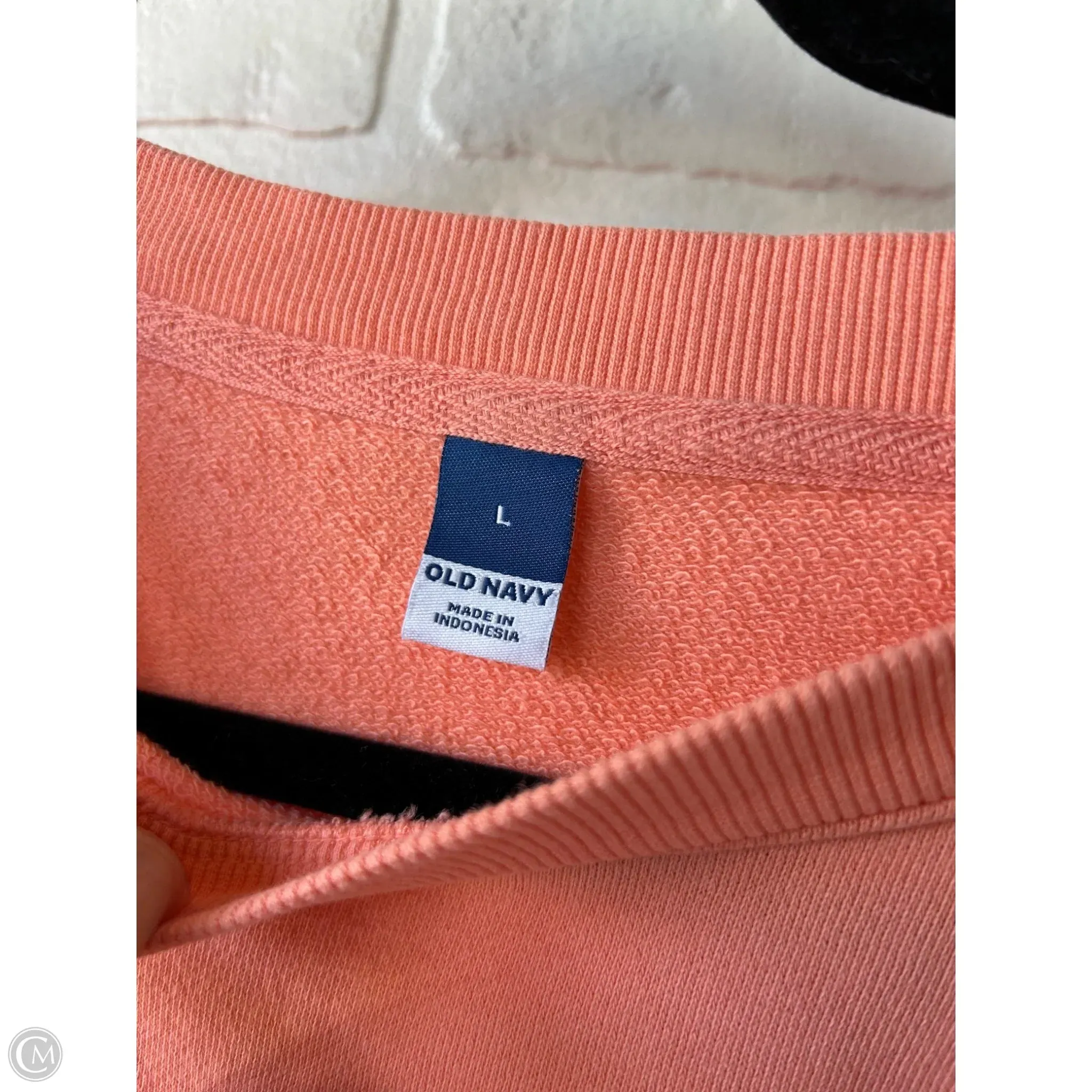 Sweatshirt Crewneck By Old Navy In Orange & White, Size: L