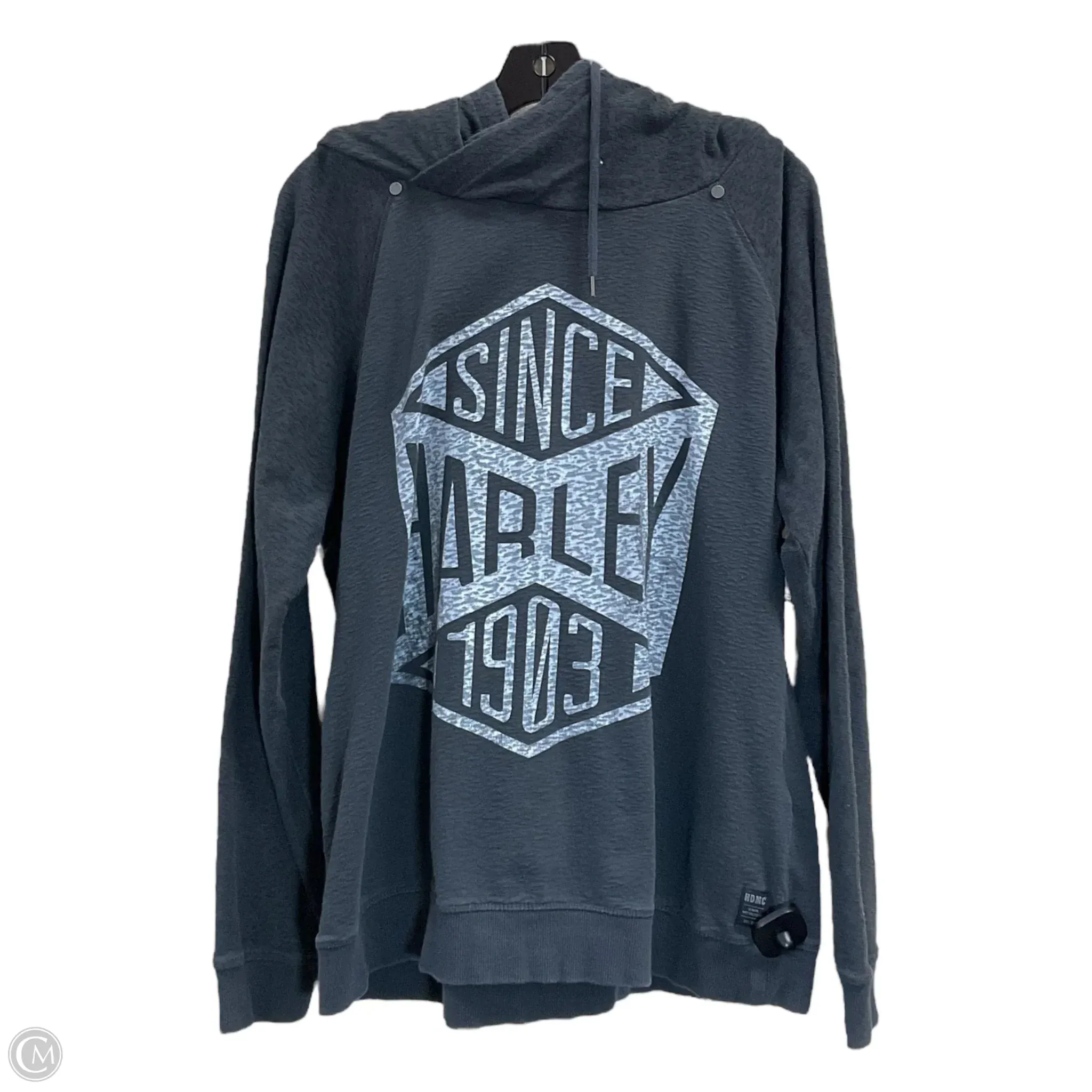 Sweatshirt Hoodie By Harley Davidson In Grey, Size: 2x