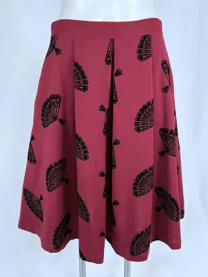 Tatiana Size 16W Burgundy & Black Fans Retro Skirt NWOT