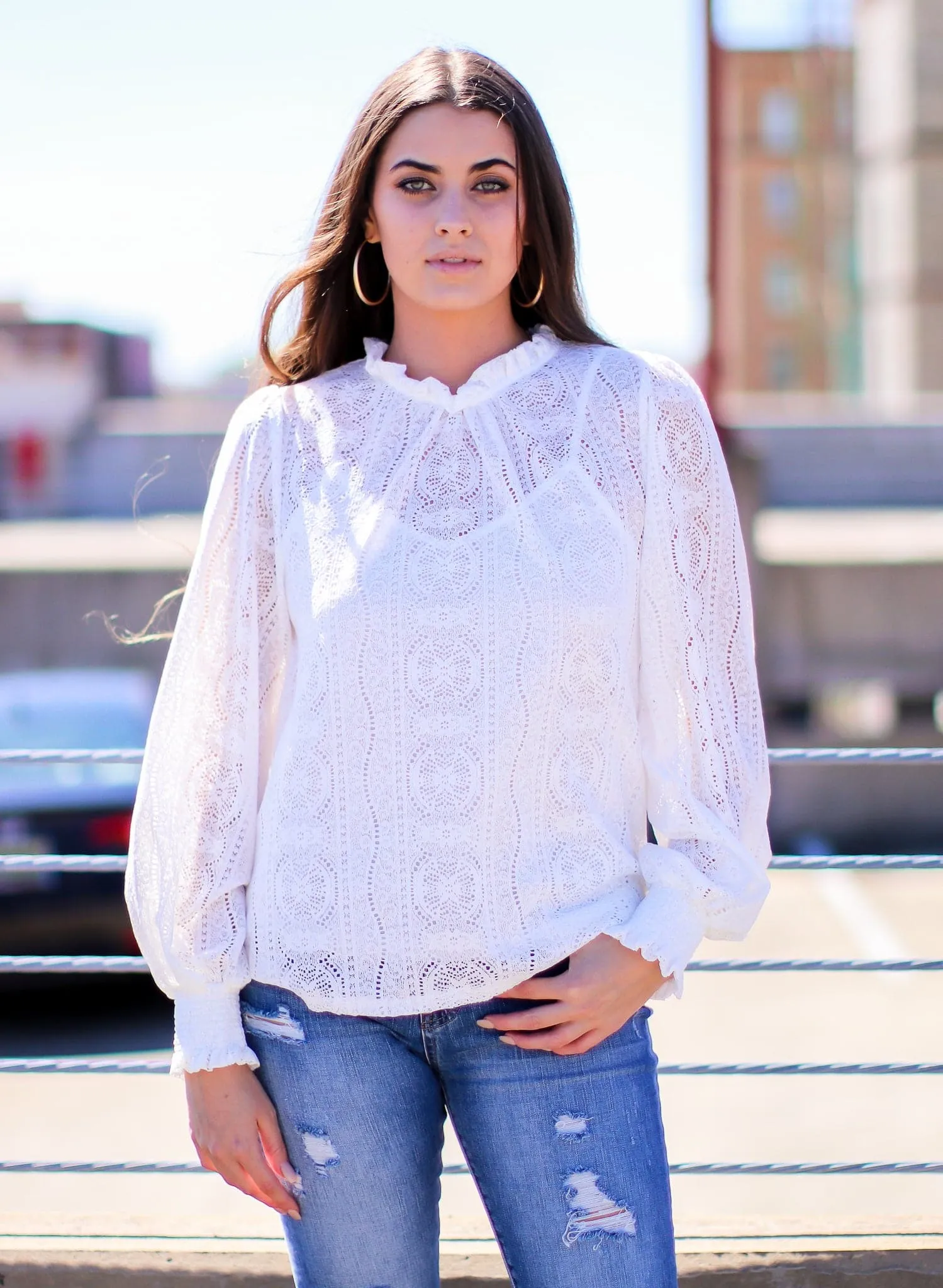 Thoughts of You High Neck Lace Top - FINAL SALE