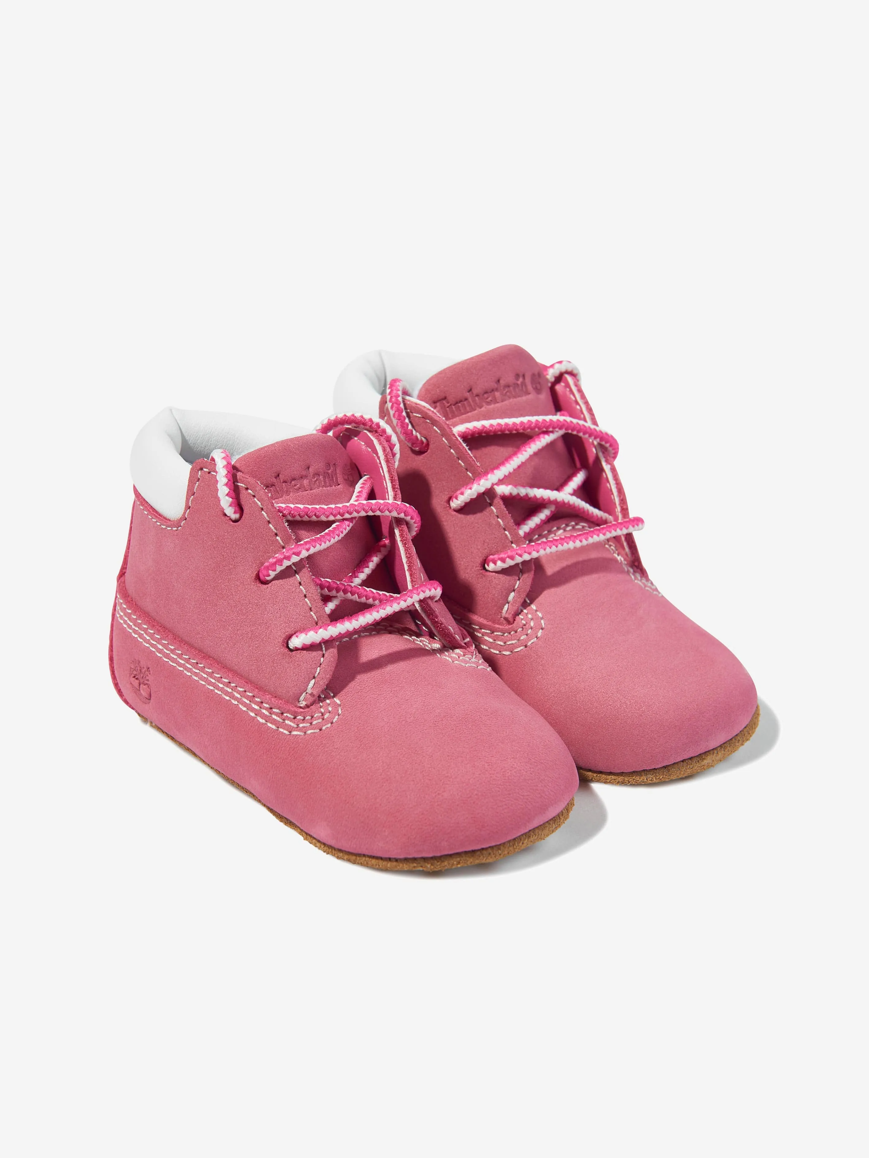 Timberland Baby Girls Crib Bootie and Hat Set in Pink