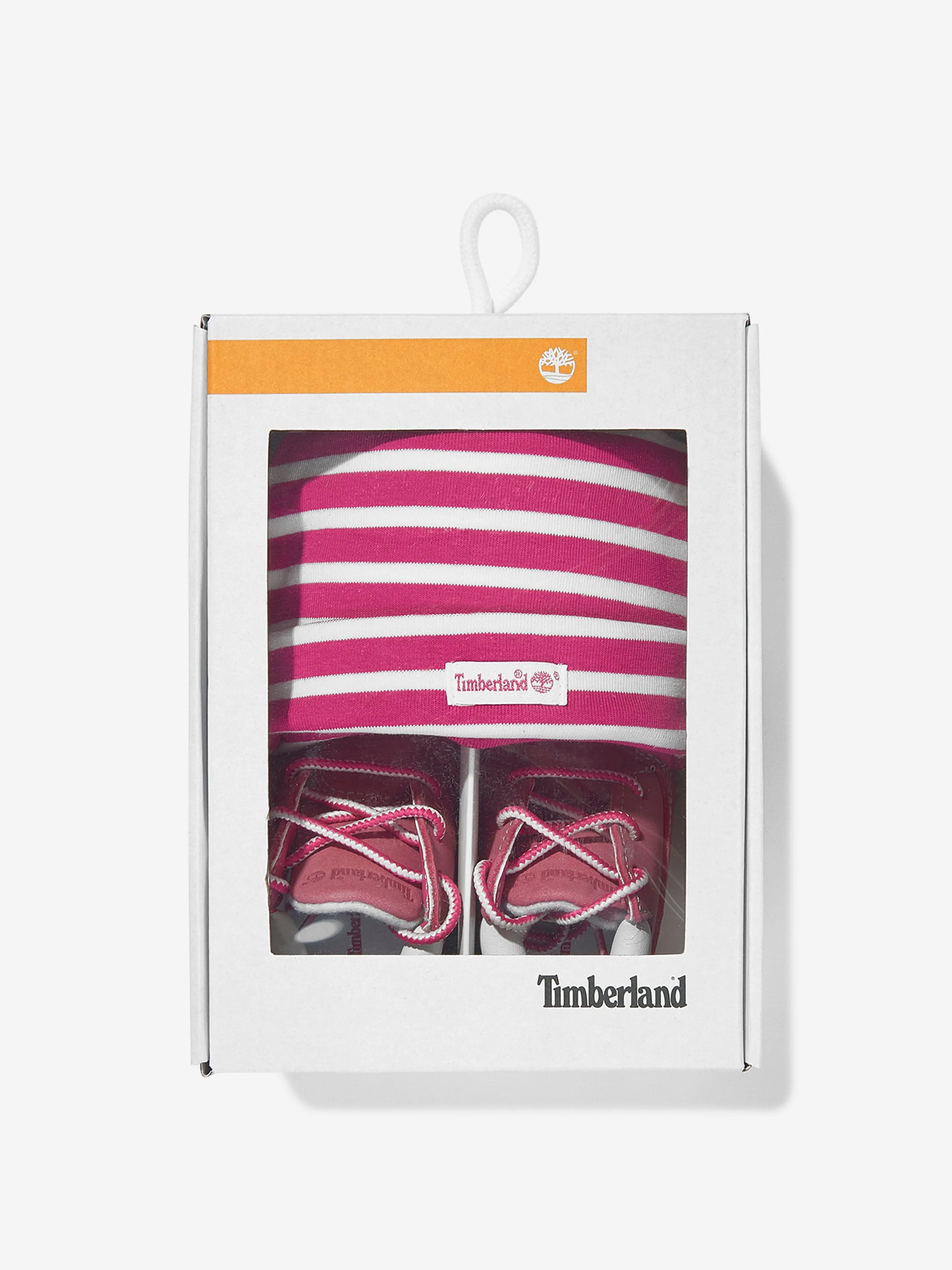 Timberland Baby Girls Crib Bootie and Hat Set in Pink