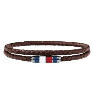 Tommy Hilfiger Brown Leather Mens Bracelet 2790055