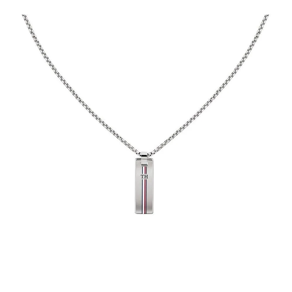 Tommy Hilfiger Dressed Up Rhodium Skinny Dog Tag Necklace 2790169