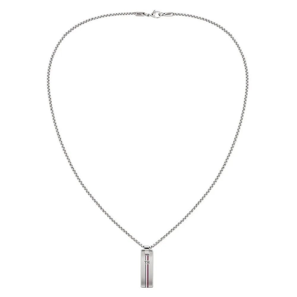 Tommy Hilfiger Dressed Up Rhodium Skinny Dog Tag Necklace 2790169