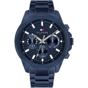 Tommy Hilfiger Mens Blue IP Stainless Steel Day Date Watch 1710652