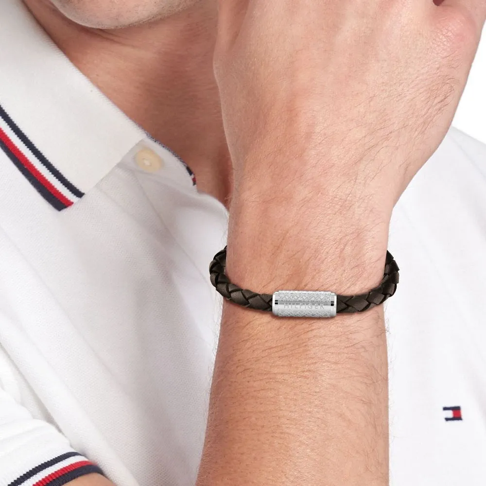 Tommy Hilfiger Mens Brown Leather Bracelet 2790478