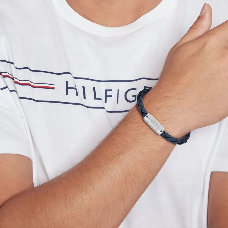 Tommy Hilfiger Navy Leather Mens Bracelet 2790480