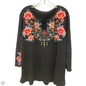 Top Long Sleeve By Andree By Unit In Black, Size: 1x