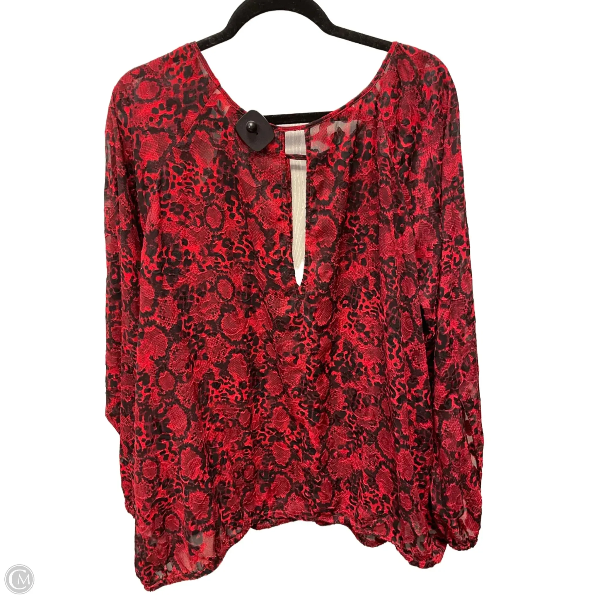 Top Long Sleeve By Lane Bryant In Black & Red, Size: 2x