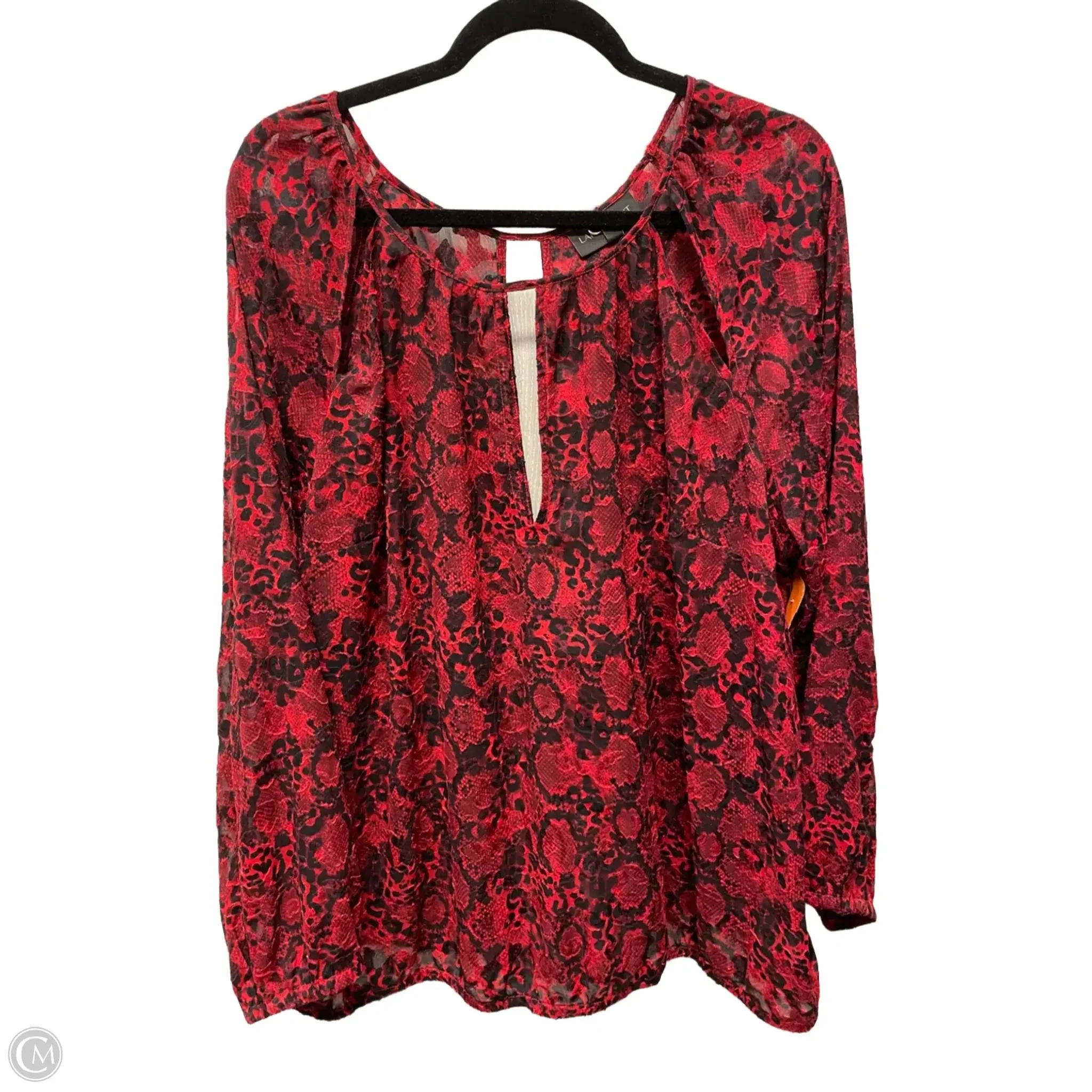 Top Long Sleeve By Lane Bryant In Black & Red, Size: 2x