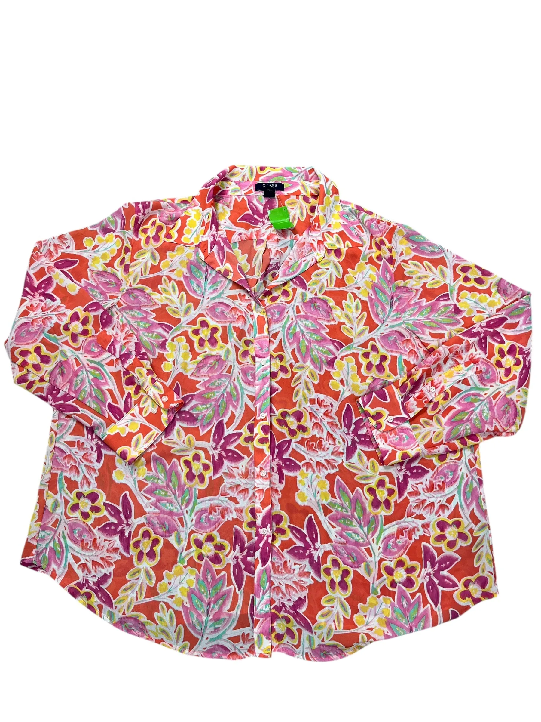 Top Ls By Chaps In Orange & Pink, Size:3X