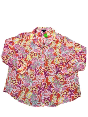 Top Ls By Chaps In Orange & Pink, Size:3X