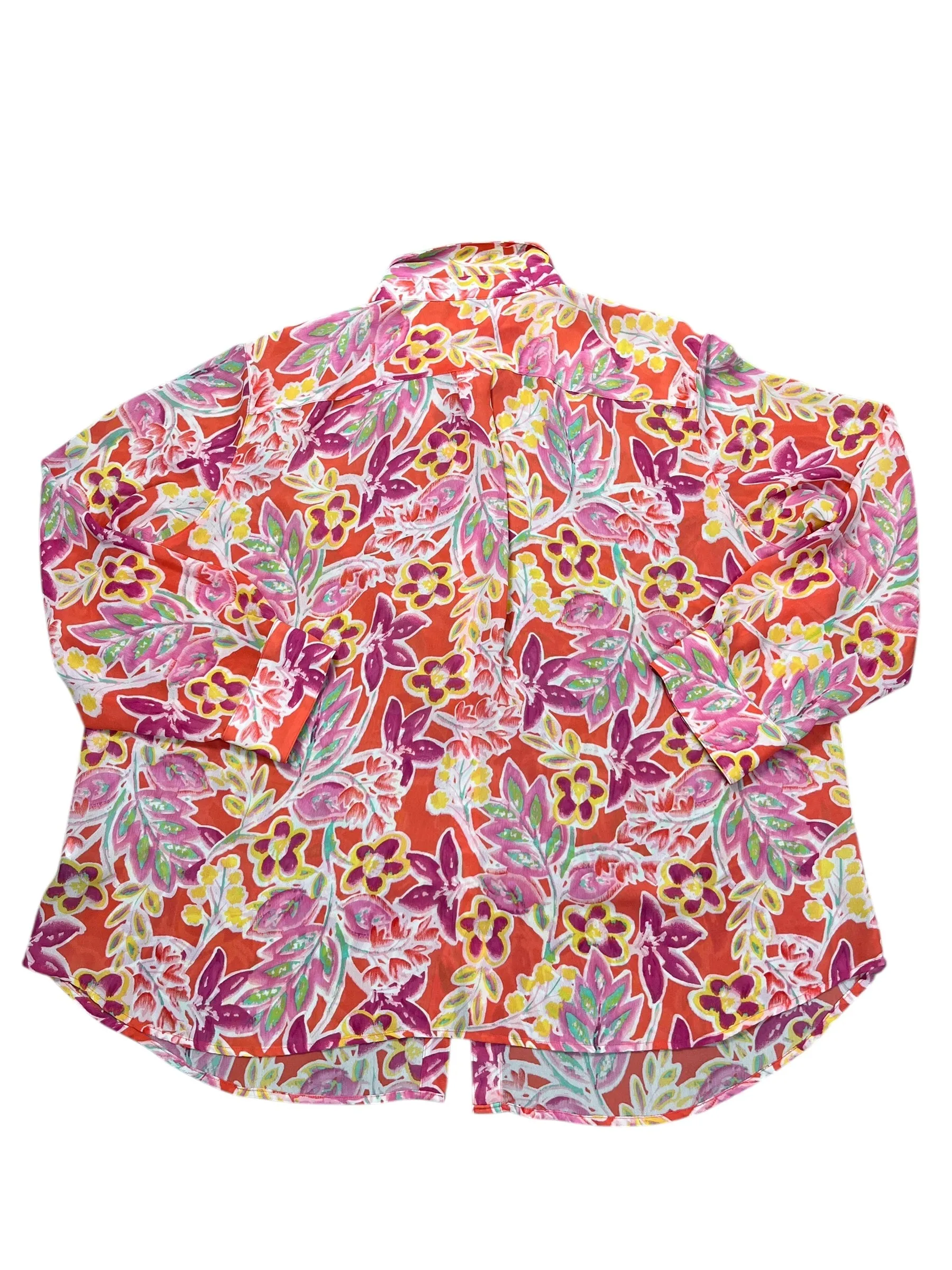 Top Ls By Chaps In Orange & Pink, Size:3X