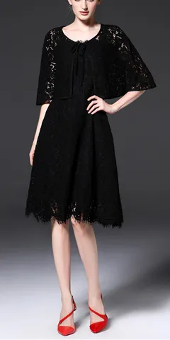 Top Rated 2pc cape lace Dress  Last Chance!