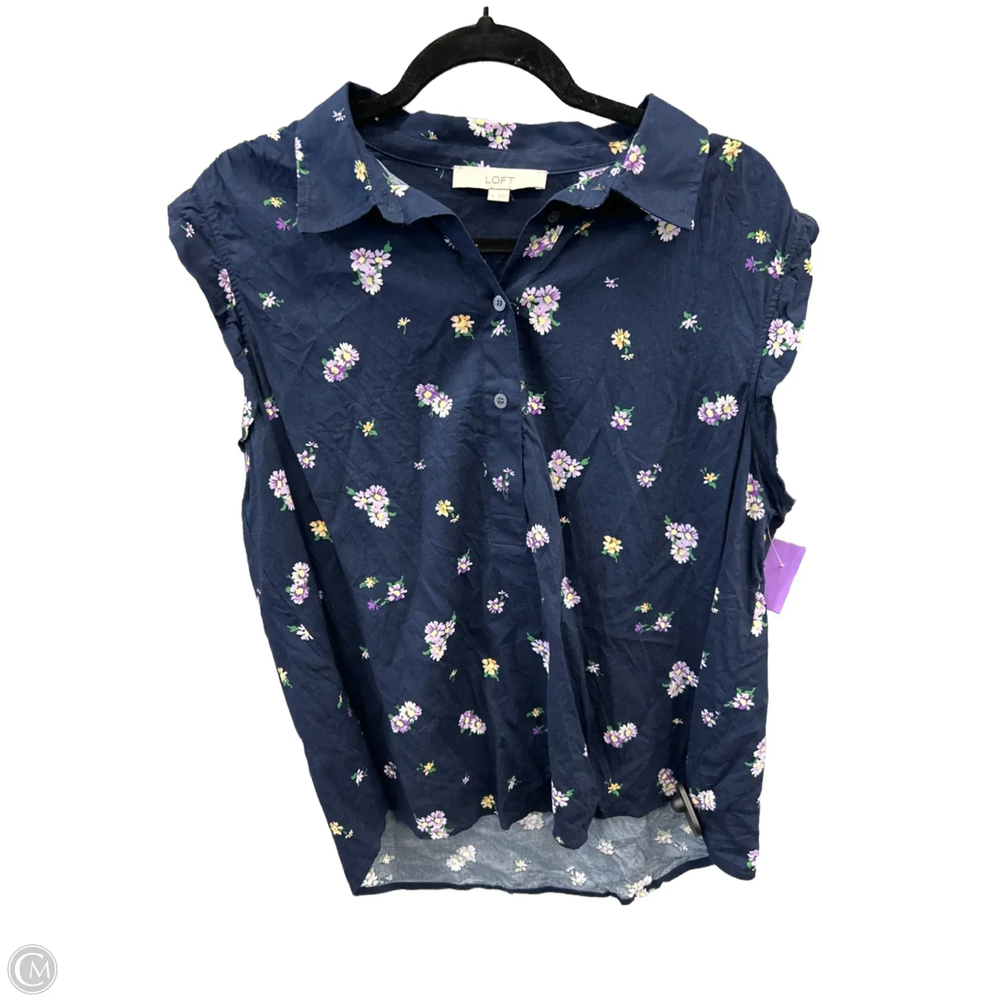 Top Sleeveless By Loft In Navy, Size: Xl