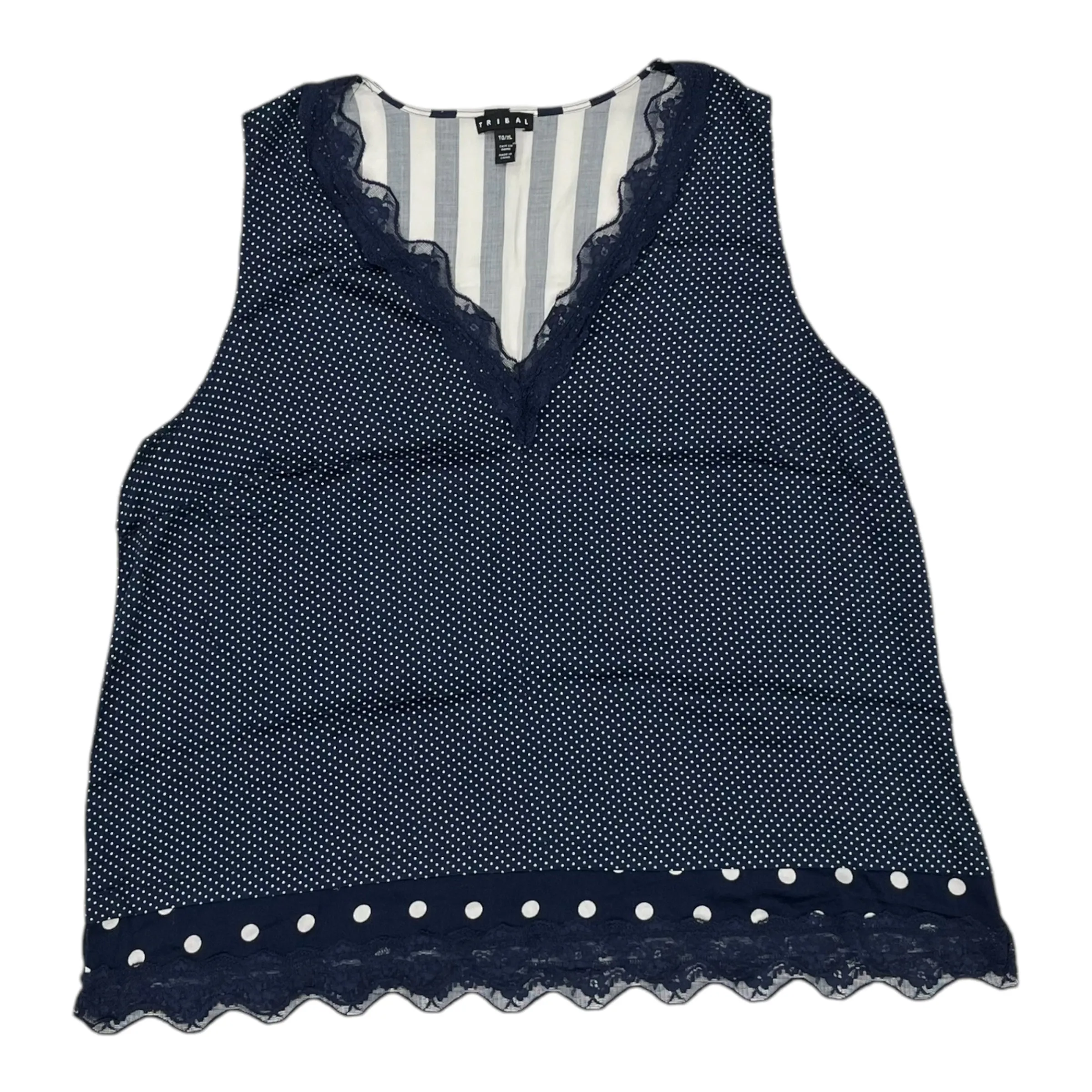 Top Sleeveless By Tribal In Blue & White, Size:Xl