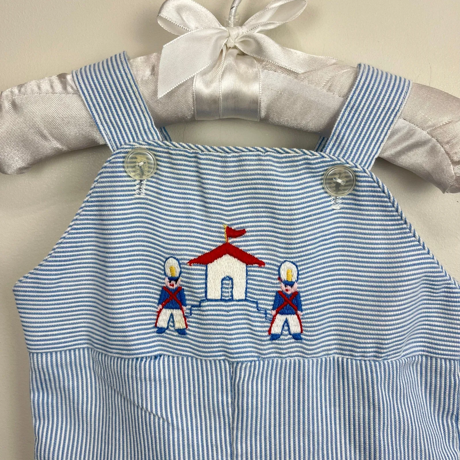Trending Now Vintage Blue Striped Guard House Overalls 0-3 Months  Dont Miss Out!
