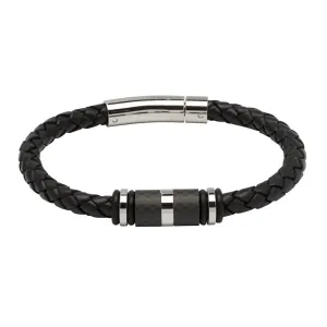 Unique & Co Mens Black Leather Bracelet B403BL 21cm