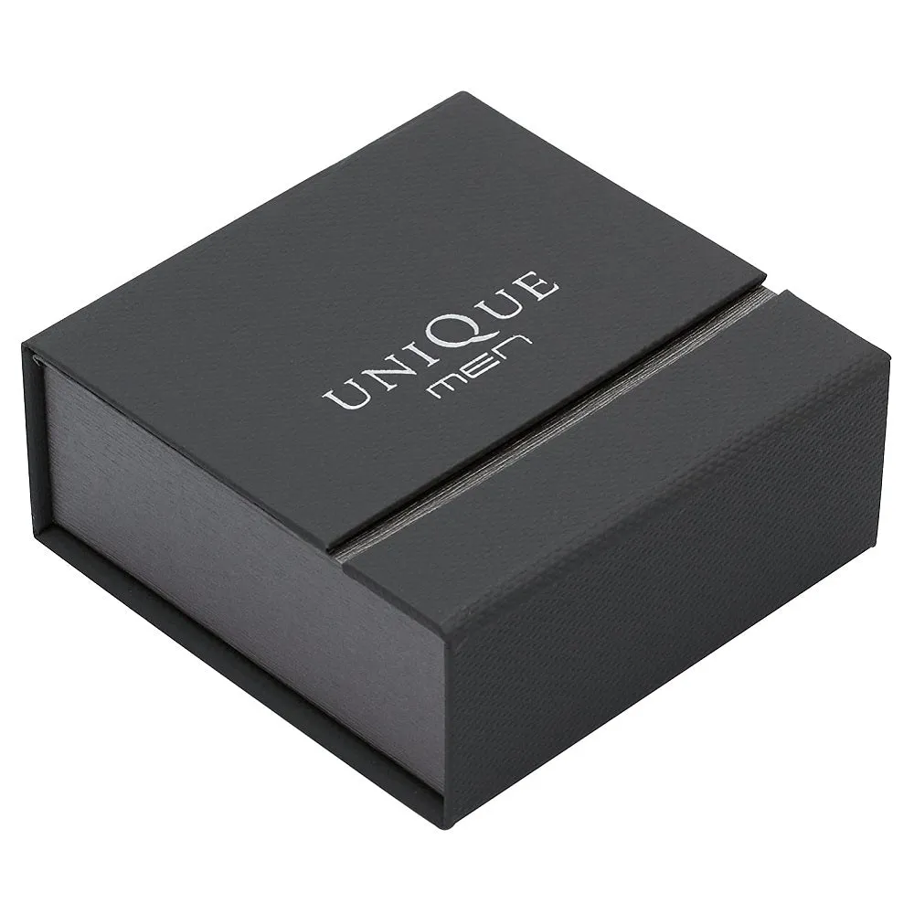 Unique & Co Mens Black Leather Bracelet B403BL 21cm