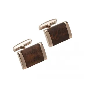 Unique Stainless Steel Leopard Wood Rose Cufflinks QC-232