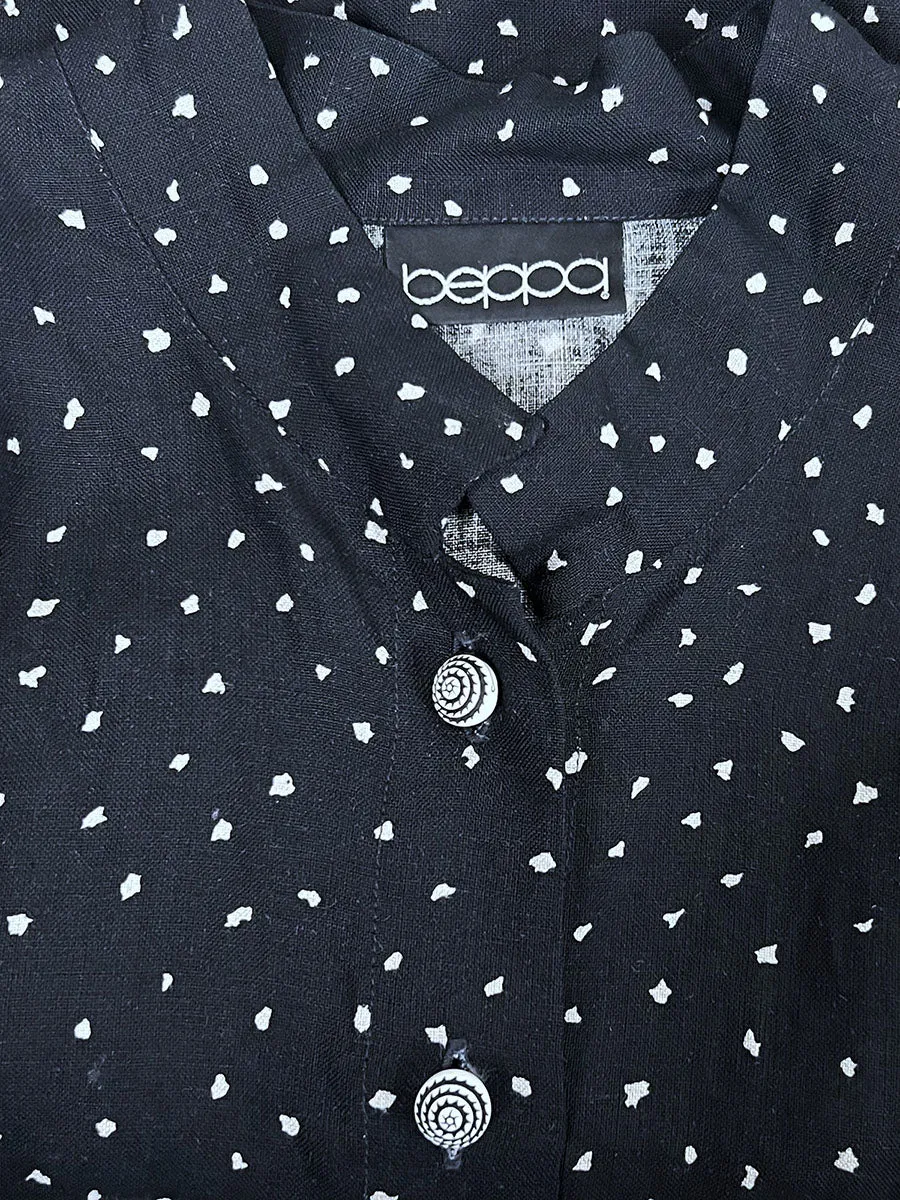 Vintage Beppa Size XL (16/18) Black & Beige Abstract Dots Jacket