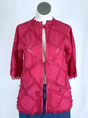 Vintage Size 14 Bright Pink Quilted Lace Jacket