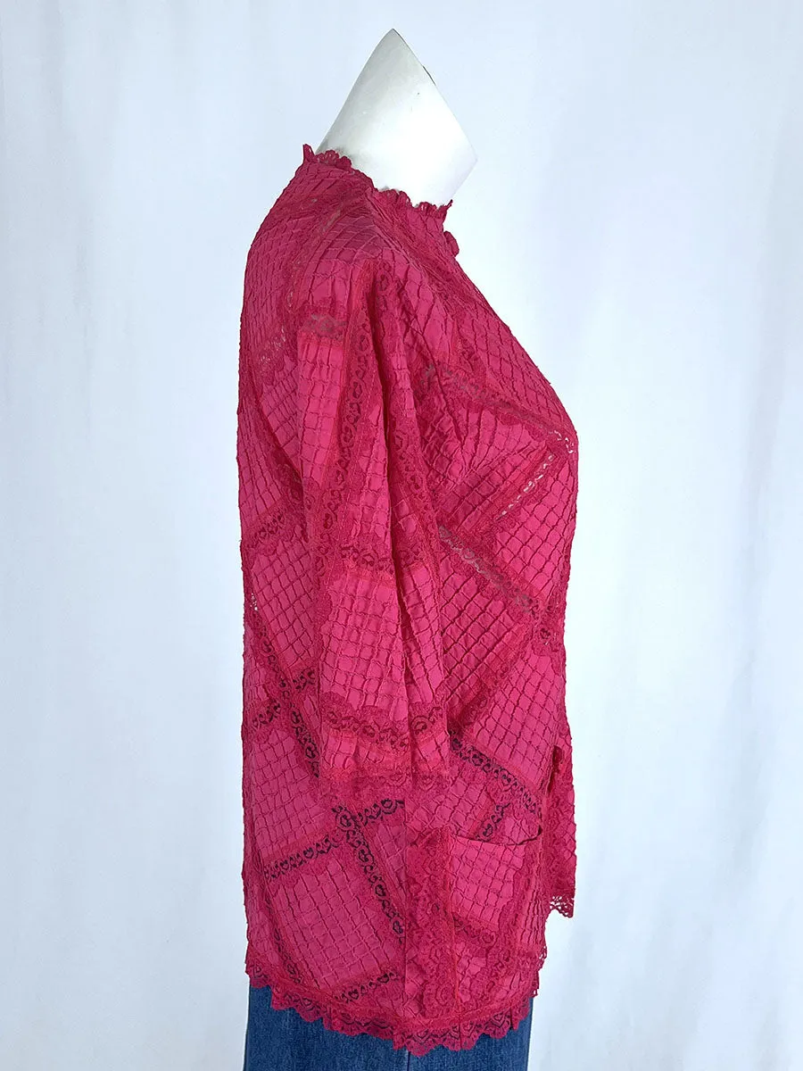 Vintage Size 14 Bright Pink Quilted Lace Jacket