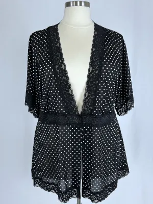 Vintage Torrid Size 4 (26W) Black & White Polka Dot Shirt Jacket