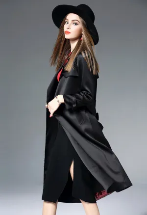 VIP Favorite LONG SLEEVE TURN OVER COLLAR TRENCH COAT W/BELT  Limited Stock!