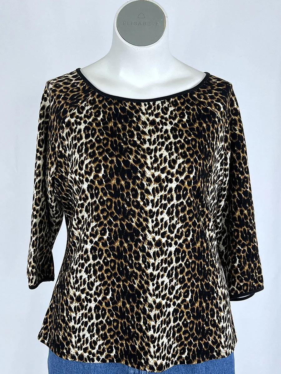 Vixen by Micheline Pitt Size 3X (18W) Black & Brown Animal Print Shirt