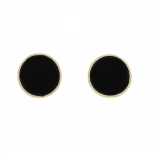 Whitby Jet 9ct Yellow Gold Round Stud Earrings