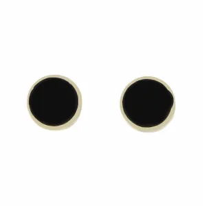 Whitby Jet 9ct Yellow Gold Round Stud Earrings
