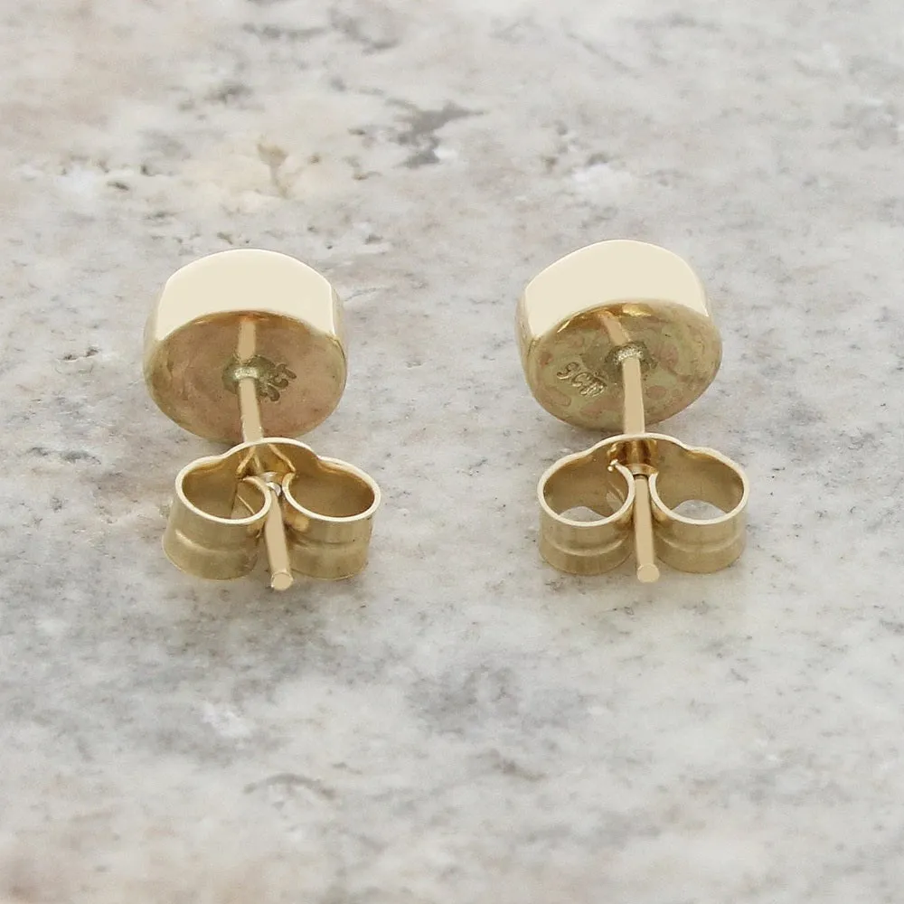 Whitby Jet 9ct Yellow Gold Round Stud Earrings