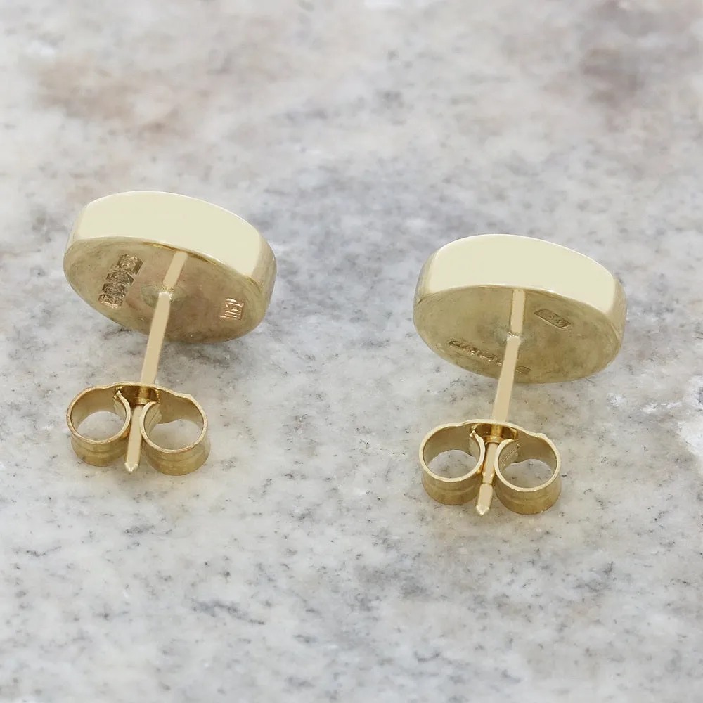 Whitby Jet 9ct Yellow Gold Round Stud Earrings