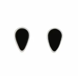 Whitby Jet Sterling Silver Small Teardrop Stud Earrings