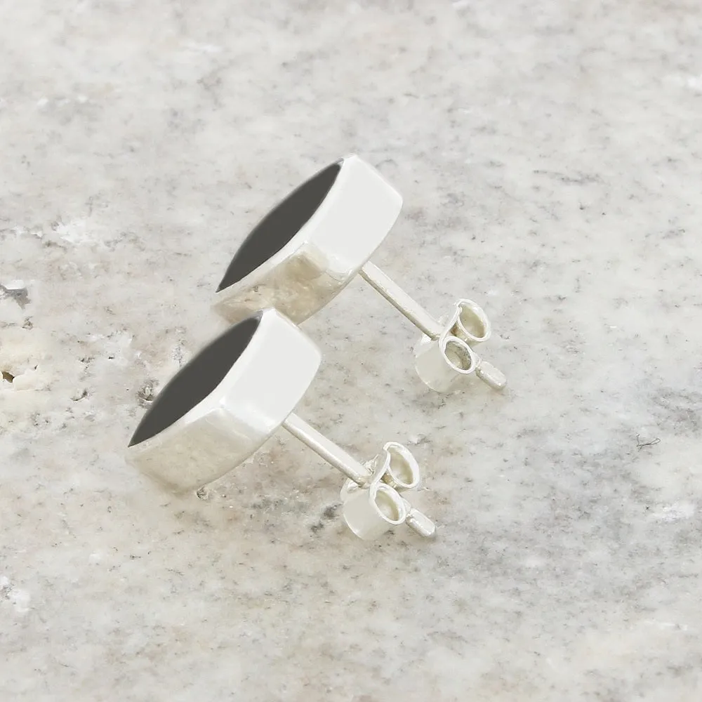 Whitby Jet Sterling Silver Teardrop Stud Earrings