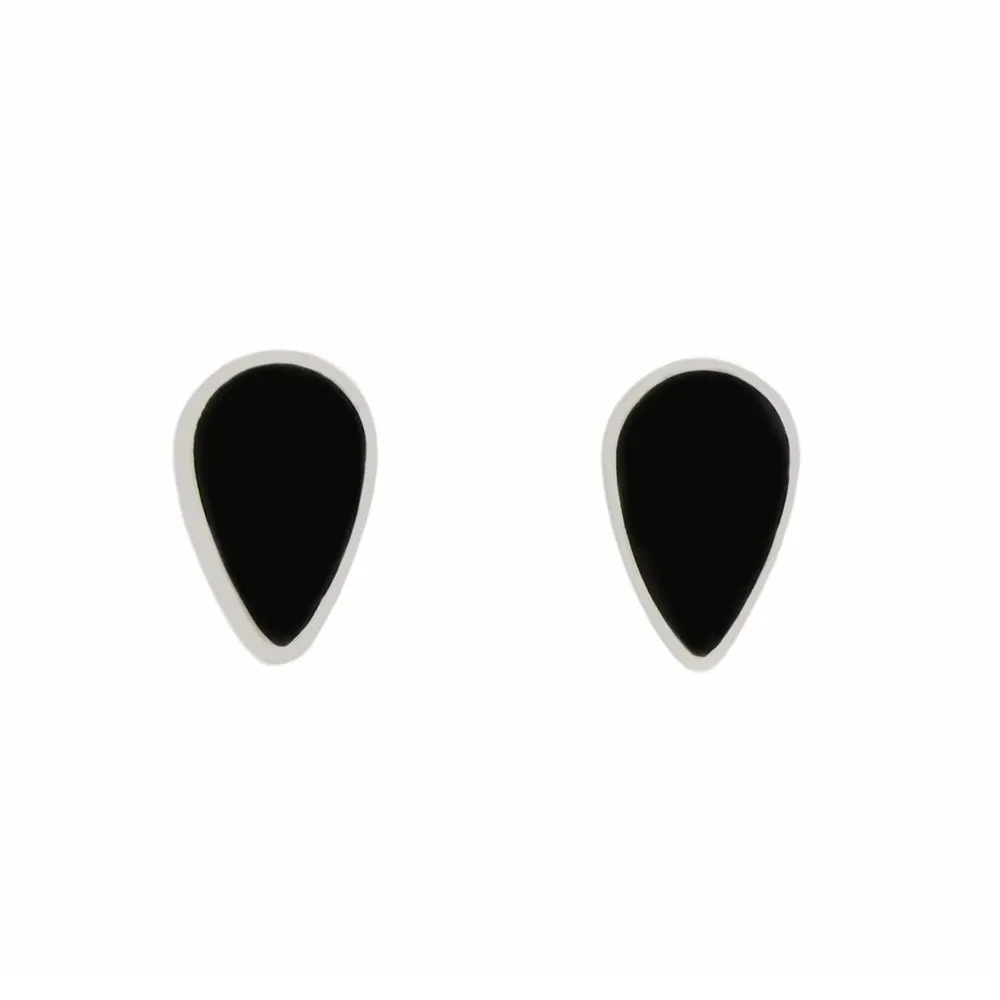 Whitby Jet Sterling Silver Teardrop Stud Earrings