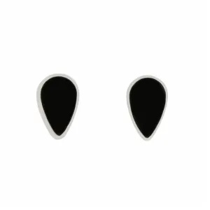 Whitby Jet Sterling Silver Teardrop Stud Earrings
