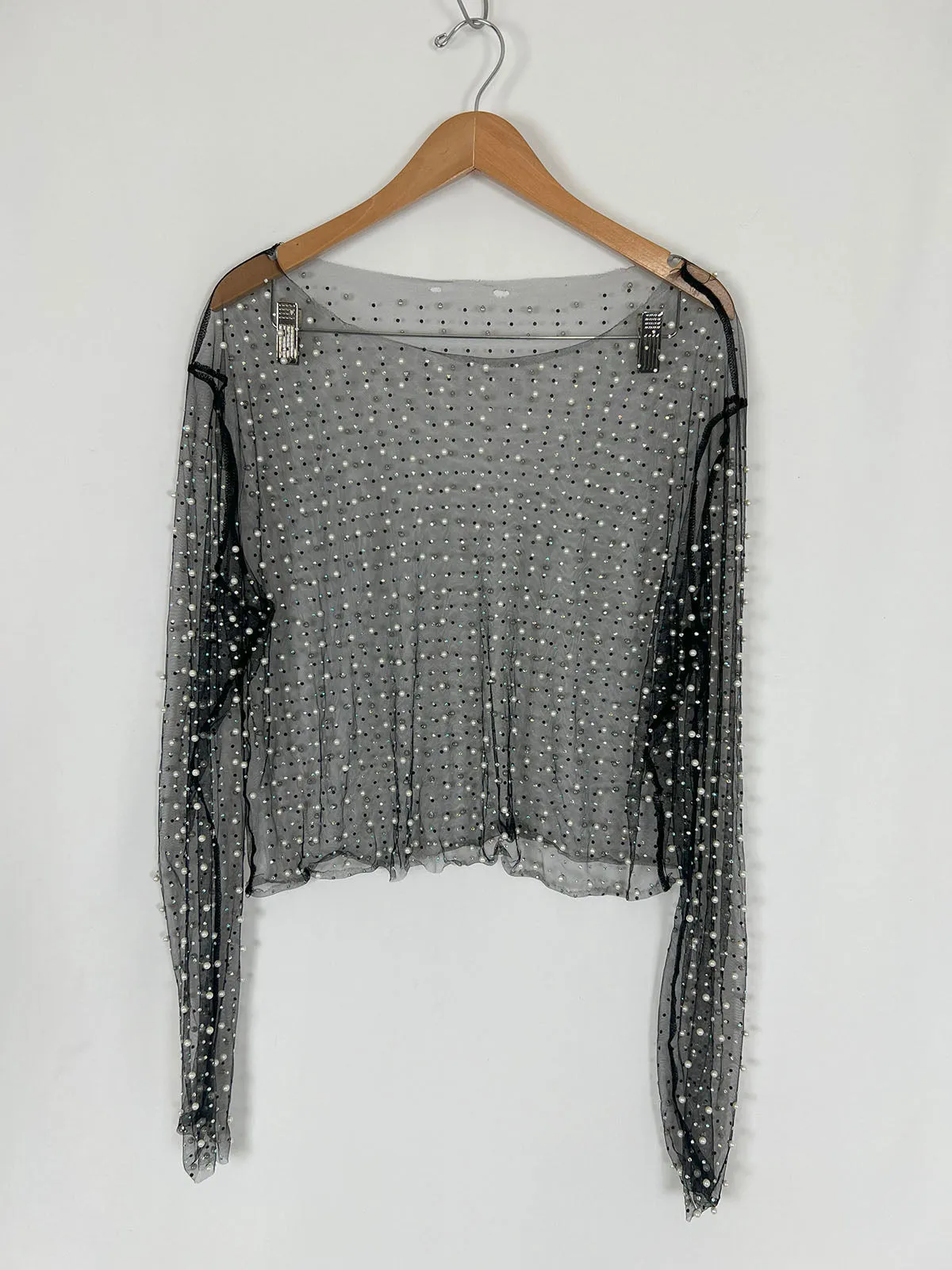 White Birch Size 22 Black & Ivory Beaded Shirt