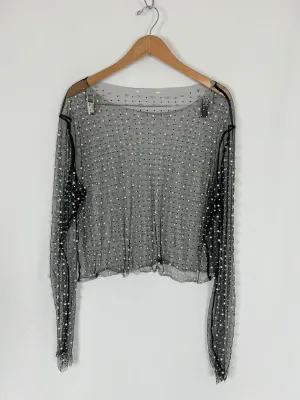 White Birch Size 22 Black & Ivory Beaded Shirt
