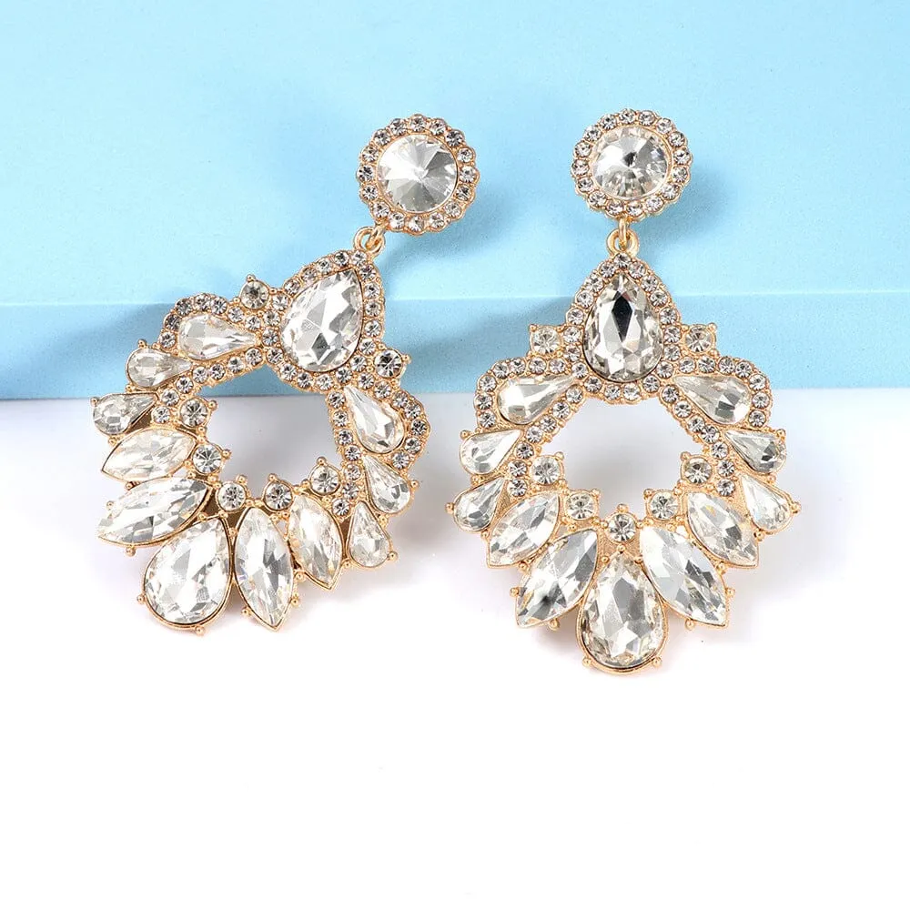 WHITE CRYSTAL CHANDELIER DROP EARRINGS Gloria Lanvin