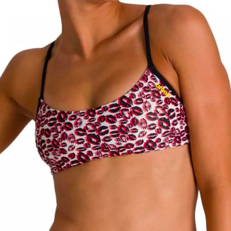 WOMEN'S BANDEAU PLAY BIKINI TOP - WHITE MULTI/BLACK