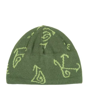 Worth Every Penny Hikerdelic Petroglyph Skull Beanie Forest Green  Ends Soon!