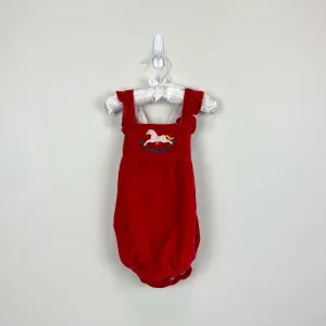 Worth Every Penny Mini Boden Polish Red Velvet Rocking Horse Romper 18-24 Months  Last Chance!